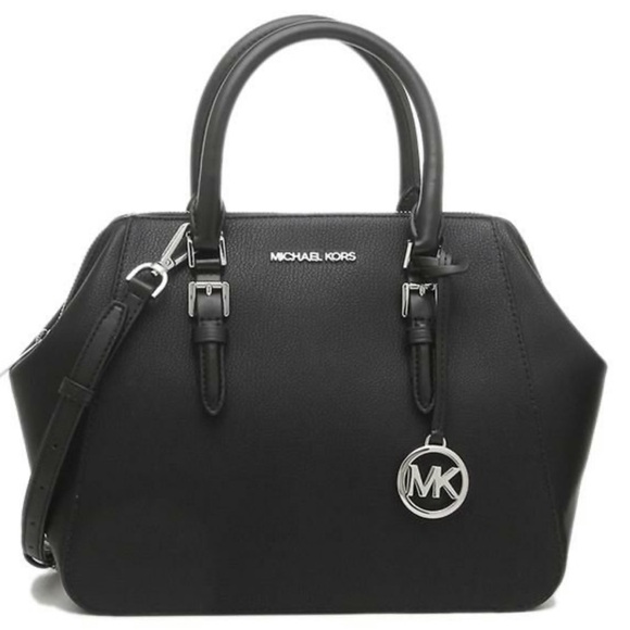 MICHAEL KORS CHARLOTTE LARGE SATCHEL BLACK - Picture 3 of 15